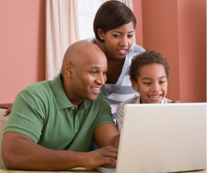 Family checking email.